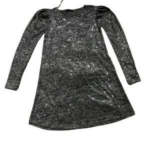 Zara Metallic Knit Long Sleeve dress - Charcoal Silver